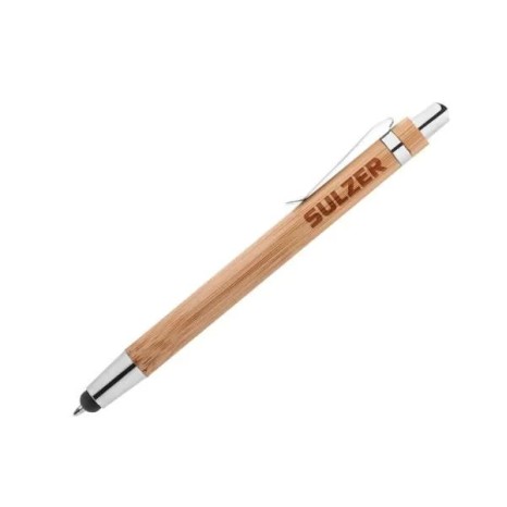 Caneta Esferográfica em Bambu e Metal com Ponta Touch Personalizada