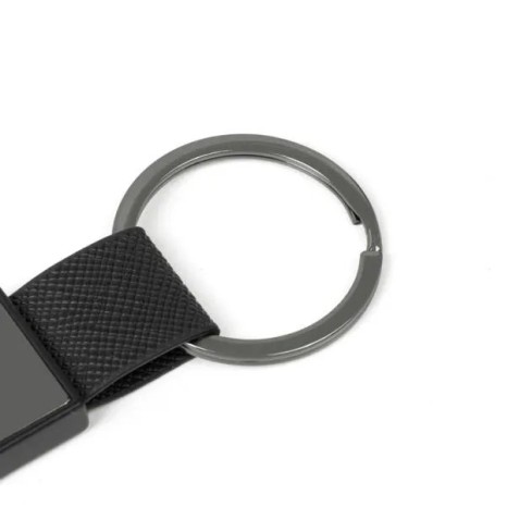 Chaveiro em Metal/Pu Cinza/Preto Personalizado