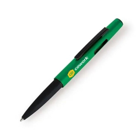 Caneta Esferográfica em Abs com Tampa e Ponta Touch Verde Personalizada