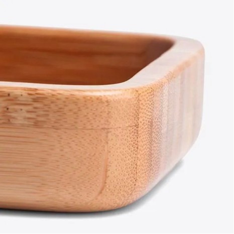 Cumbuca Quadrada em Bambu com Espátula 14cm 100Ml Personalizado