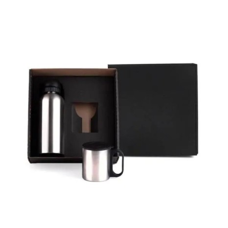 Conjunto de Garrafa e Caneca em Aço Inox 600/180 Ml 2 Pçs Personalizado