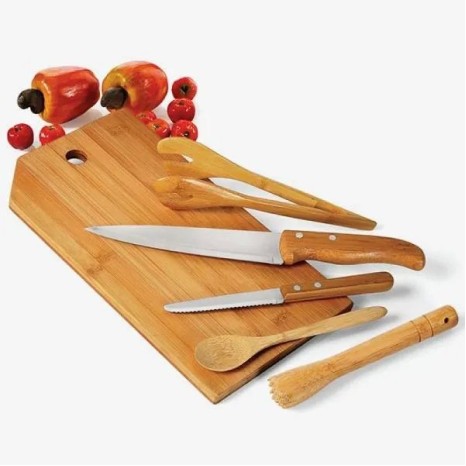 Kit para Bar em Madeira / Bambu Mônaco 6 Pçs Personalizado