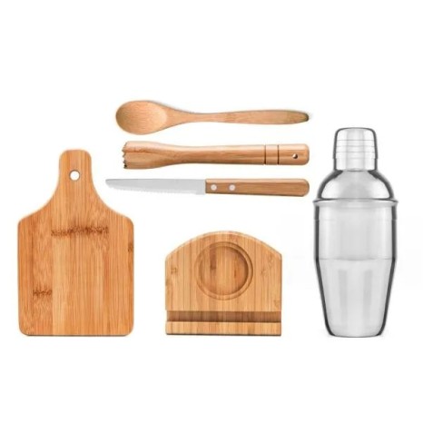 Kit para Caipirinha em Bambu / Madeira Iriza 0,35 L 6 Pçs Personalizado