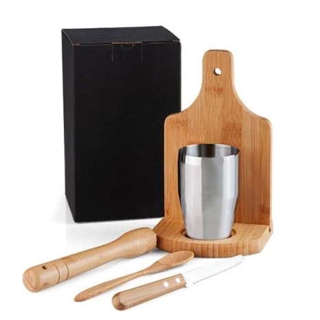 Kit para Caipirinha em Bambu /Madeira Iriza 0,35 L 6 Pçs Personalizado