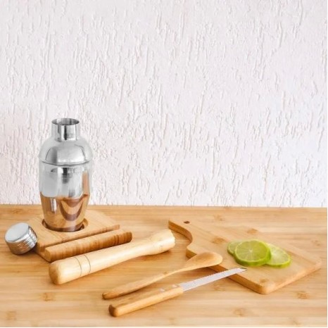 Kit para Caipirinha em Bambu / Madeira 0,35 L 6 Pçs Personalizado