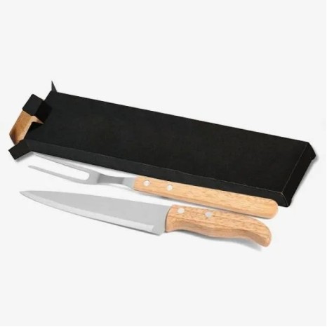 Conjunto de Garfo e Faca 7" em Madeira 2 Pçs Personalizado