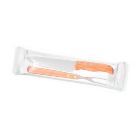 Conjunto de Garfo e Faca 8" em Bambu / Madeira / Inox 2 Pçs Personalizado