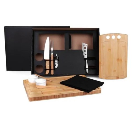 Kit para Churrasco e Petisco com 2 Tábuas 11 Pçs Personalizado