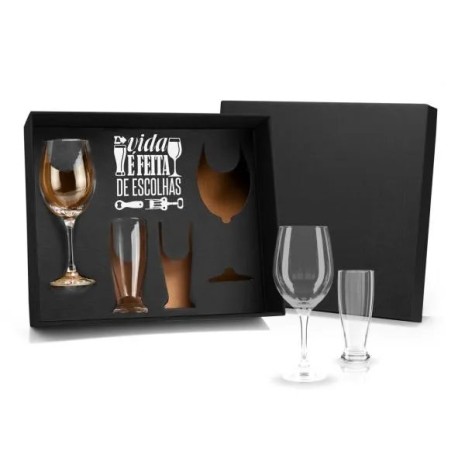 Jogo de Copos de Vidro para Vinho / Cerveja 4 Pçs Personalizado