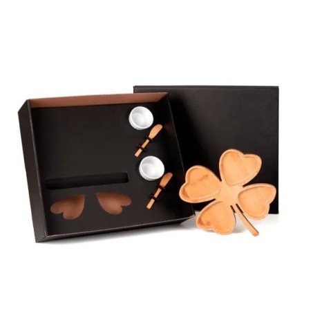 Kit Petisco em Bambu / Porcelana 5Pçs Personalizado