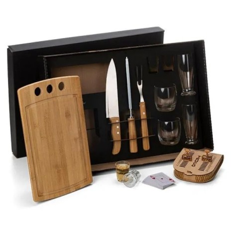 Kit Churrasco, Drinks e Truco 12 Pçs com Jogo de Baralho Personalizado