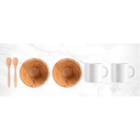 Kit para Café Da Manhã em Bambu 6 Pçs Personalizado