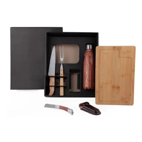 Kit Churrasco com Garrafa e Canivete 6 Pçs Personalizado