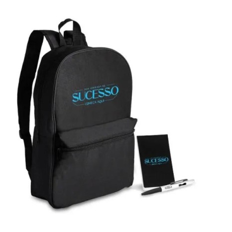 Conjunto Mochila, Bloco e Caneta 3 Pçs Personalizado