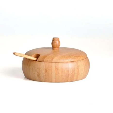 Kit Farinheira e Saleiro em Bambu 3 Pçs Personalizado