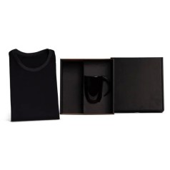 Kit Caneca em Cerâmica Preta e Camiseta 2 Pçs Personalizado