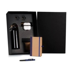 Kit Squeeze, Fone, Caderno e Caneta Azul 4 Pçs Personalizado