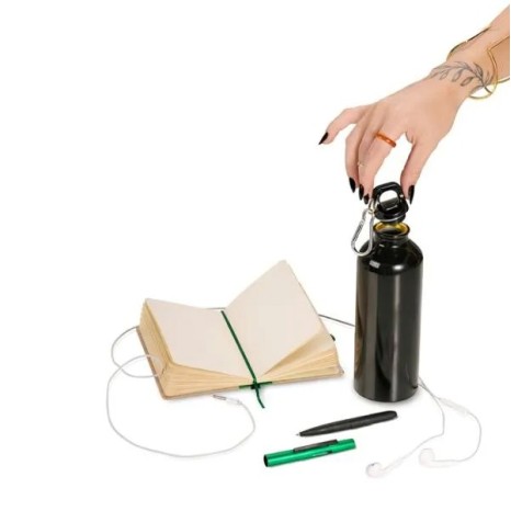 Kit Squeeze, Fone, Caderno e Caneta Verde 4 Pçs Personalizado