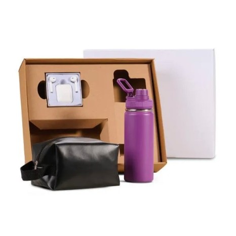 Kit Garrafa, Necessaire e Fone 3 Pçs Personalizado