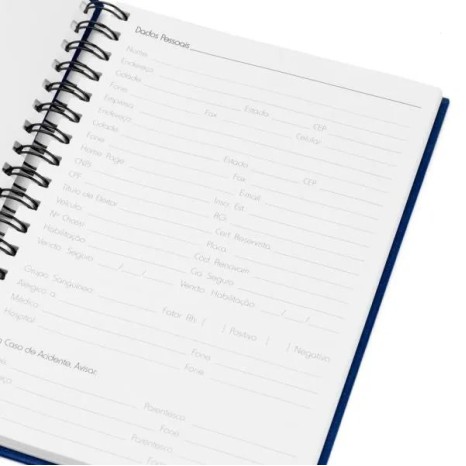Caderno Pautado com Wire-O Azul 23,5X18cm 100 Fls Personalizado