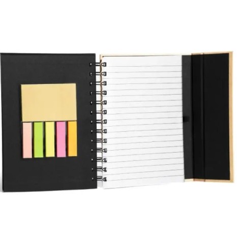 Caderno Espiral com Capa Dura Preto / Bege Personalizado