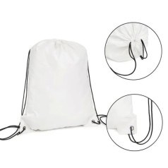Mochila Sacola em Nylon 190D Branca 42X32cm Personalizado