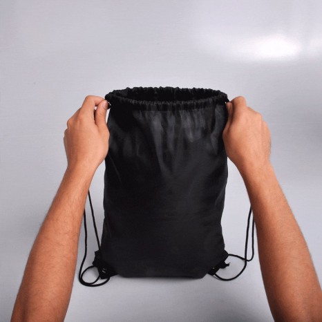 Mochila Sacola em Nylon 190D Preta 42X32cm Personalizado
