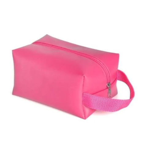 Necessaire com Alça em Material Sintético Rosa Personalizado