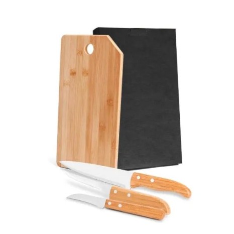 Conjunto para Cozinha em Bambu / Madeira / Inox Oregon 4 Pçs Personalizado