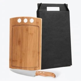 Conjunto para Churrasco em Bambu / Madeira / Inox Califórnia 2 Pçs Personalizado