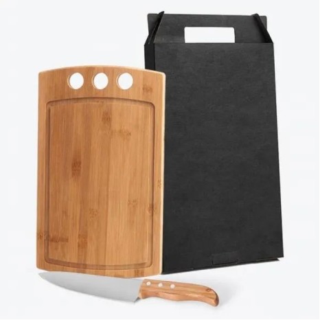Conjunto para Churrasco em Bambu / Madeira / Inox Califórnia 2 Pçs Personalizado
