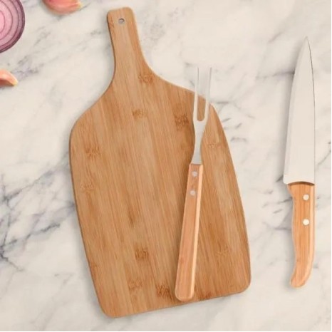 Conjunto para Cozinha em Bambu / Madeira / Inox 3 Pçs Personalizado