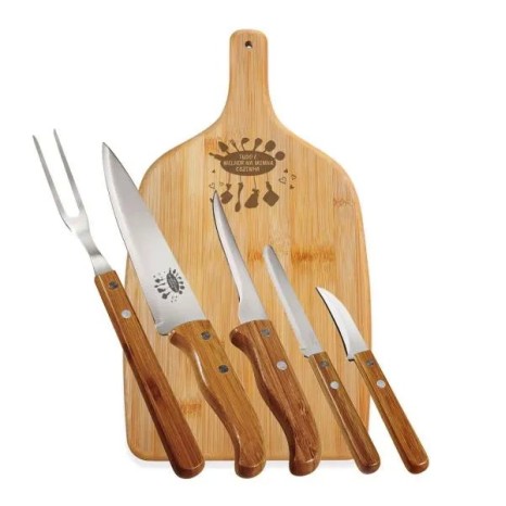 Conjunto para Cozinha em Bambu / Madeira / Inox 6 Pçs Personalizado