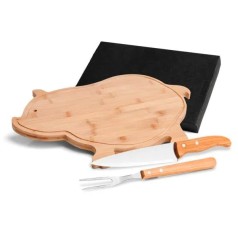 Conjunto para Cozinha em Bambu / Madeira / Inox 3 Pçs Personalizado