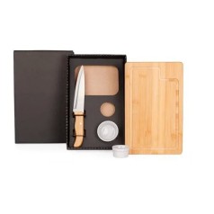 Kit para Churrasco / Petisco em Bambu / Porcelana 4 Pçs Personalizado