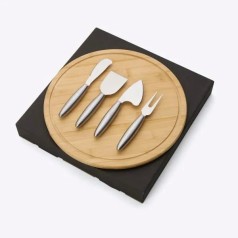 Conjunto para Queijo em Bambu / Inox 5 Pçs Personalizado