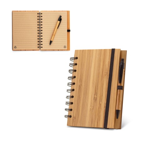 Bloco de Anotação Bambu Ecológico com Caneta Personalizado