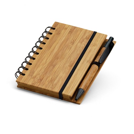 Bloco de Anotação com Capa de Bambu com Logotipo Personalizado