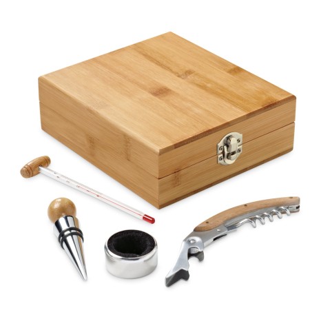 Kit para Vinho com Caixa de Madeira Personalizado