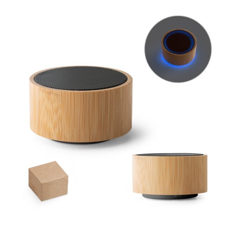 Caixa de Som em Bambu com Microfone Personalizada 