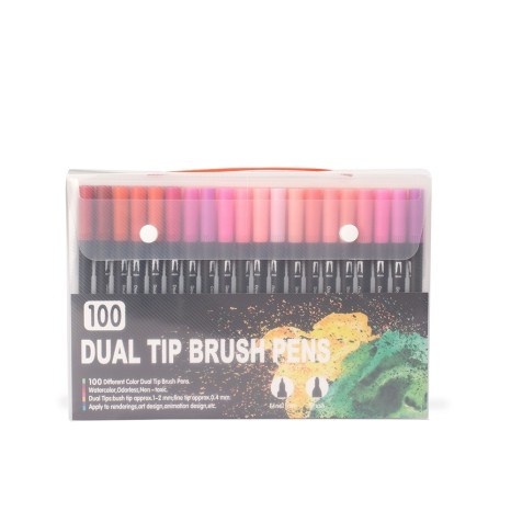 Kit Canetinhas Ponta Dupla 100 Cores Personalizado